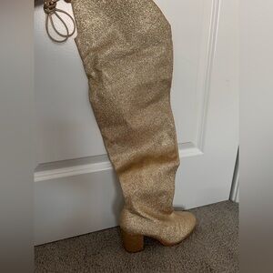 Gold Glitter Over-the-Knee Boots